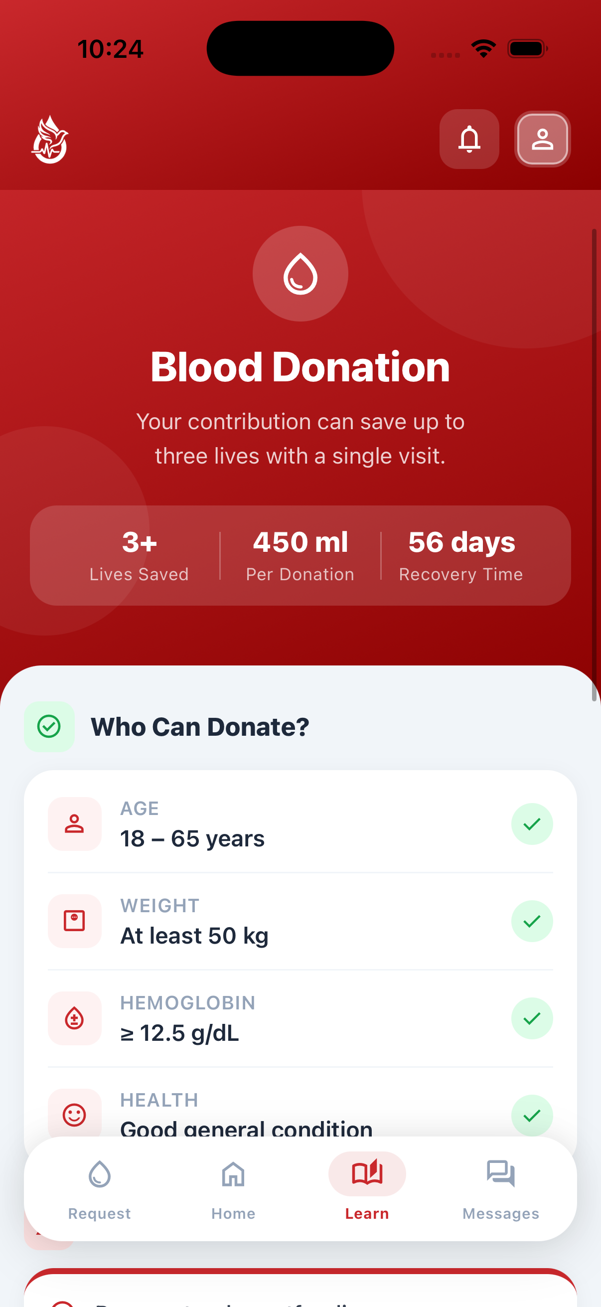 RedHope app screen 13
