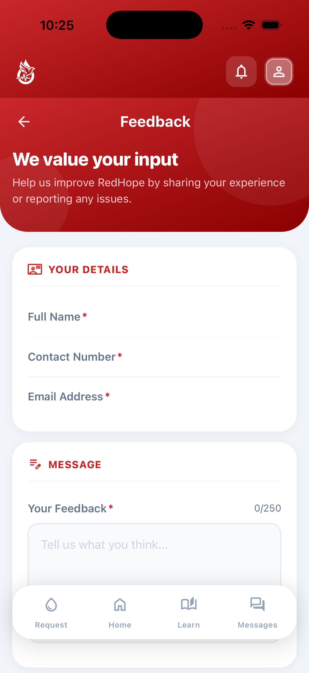 RedHope app screen 14