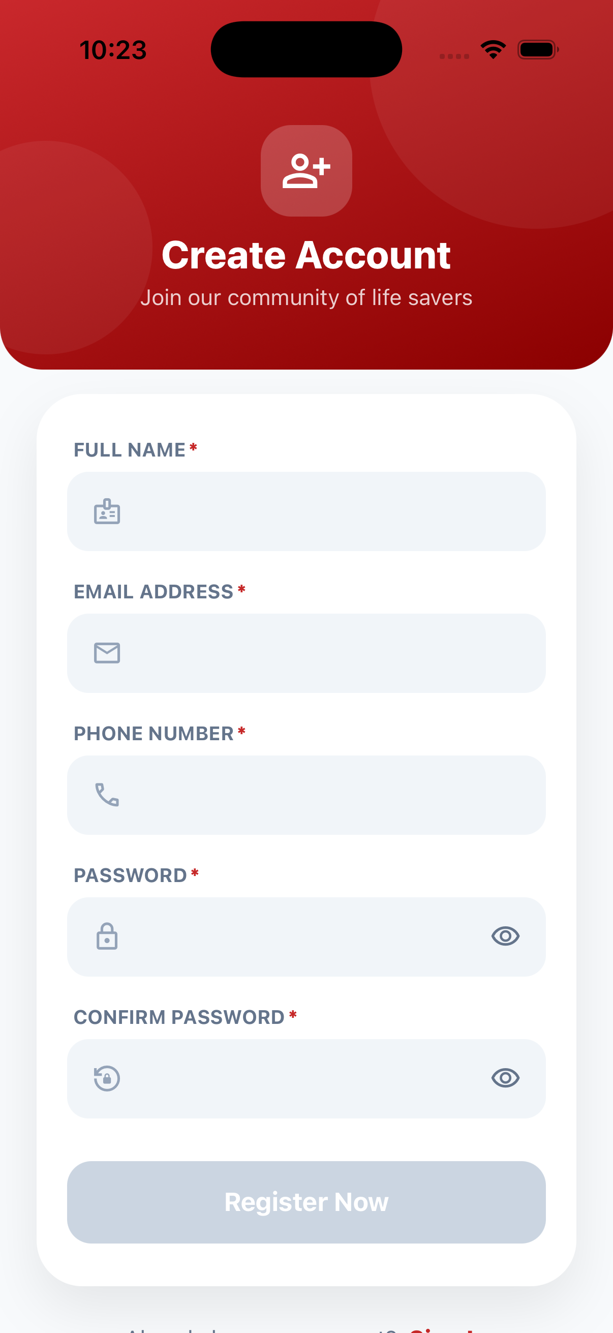 RedHope app screen 3