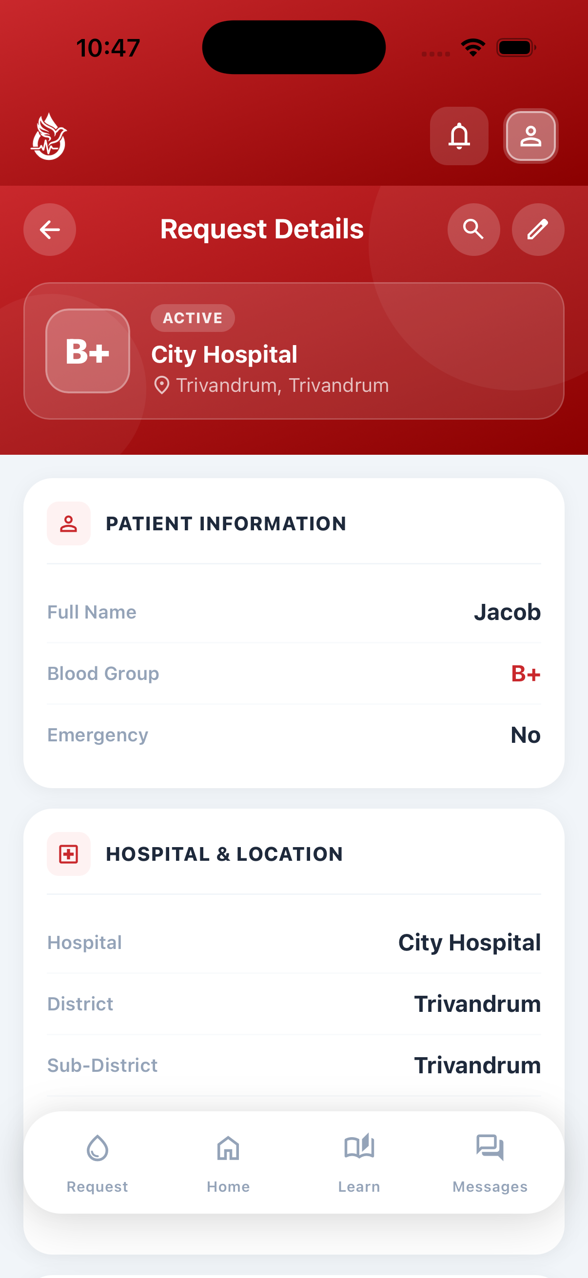 RedHope app screen 7